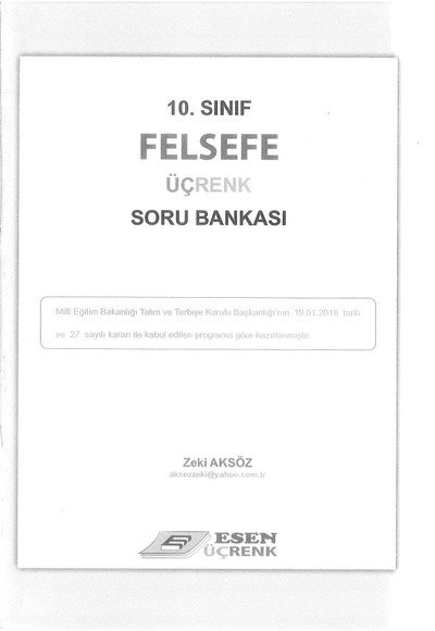 FELSEFE ÜÇRENK SORU BANKASI