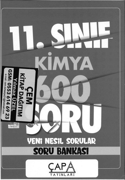 KİMYA 600 SORU YENİ NESİL SORULAR SORU BANKASI SegaCopy Fotokopi Merkezi