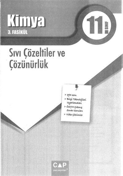 KİMYA 3. FASİKÜL SIVI ÇÖZELTİLER VE ÇÖZÜNÜRLÜK SegaCopy Fotokopi Merkezi