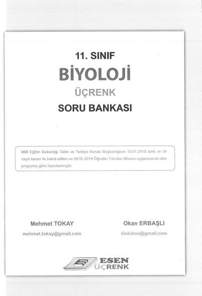 BİYOLOJİ ÜÇRENK SORU BANKASI SegaCopy Fotokopi Merkezi