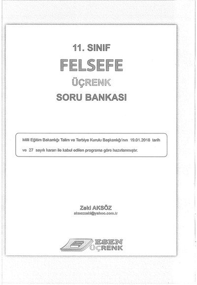 FELSEFE ÜÇRENK SORU BANKASI SegaCopy Fotokopi Merkezi