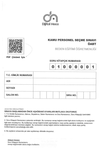 BEDEN EĞİTİMİ ÖĞRETMENLİĞİ 6*75 DENEME SINAVI SegaCopy Fotokopi Merkezi