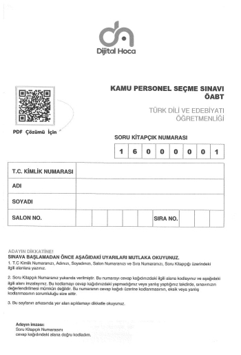 TÜRK DİLİ VE EDEBİYATI ÖĞRETMENLİĞİ 6*75 DENEME SegaCopy Fotokopi Merkezi