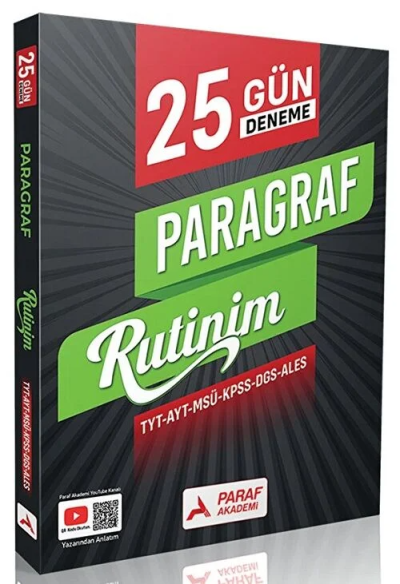 Paragraf Rutinim 25 Gün Deneme Paraf Akademi Yayınları SegaCopy Fotokopi Merkezi