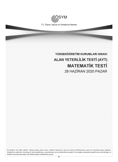 MATEMATİK SON 11 YIL ÇIKMIŞ SORULAR (AYT) (2020 DAHİL) SegaCopy Fotokopi Merkezi