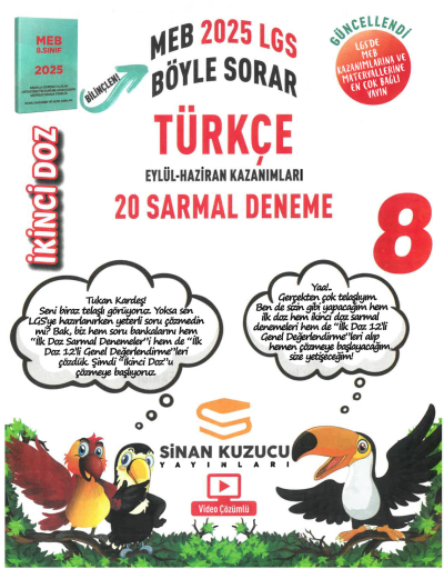 Sinan Kuzucu Yayınları 8. Sınıf İkinci Doz Türkçe 20 Sarmal Deneme SegaCopy Fotokopi Merkezi