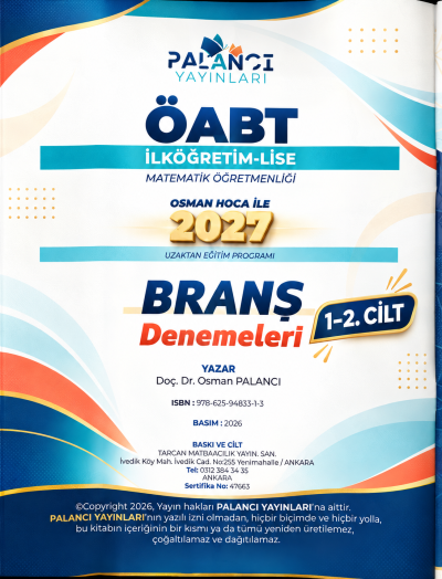 ÖABT İlköğretim Lise Matematik Branş Denemeleri 1-2 Cilt Bir Arada Osman Palancı SegaCopy Fotokopi Merkezi