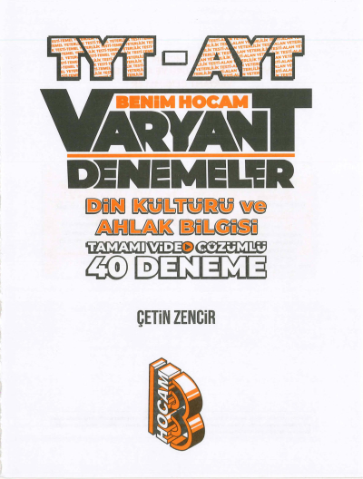 TYT-AYT DİN KÜLTÜRÜ VE AHLAK BİLGİSİ VARYANT 40 DENEME SegaCopy Fotokopi Merkezi