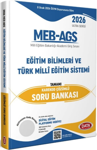 2026 MEB AGS Ultra Serisi Eğitimin Temelleri Türk Milli Eğitim Sistemi Tamamı Çözümlü Soru Bankası Data Yayınları SegaCopy Fotokopi Merkezi