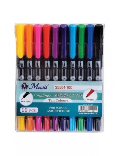 Masis Fineliner Apollo 55 İki Uçlu Kalem 10Lu SegaCopy Fotokopi Merkezi