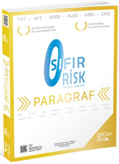 2027 TYT Paragraf Sıfır Risk Soru Bankası Video Çözümlü Üç Dört Beş Yayınları SegaCopy Fotokopi Merkezi