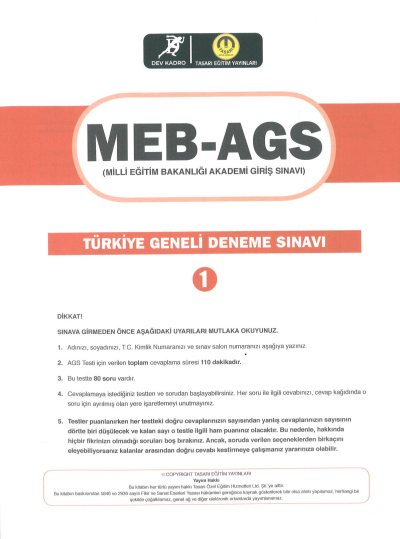 2025 MEB AGS TÜRKİYE GENELİ DENEME SINAVLARI TASARI DEV KADRO 1-2-3 DENEMELER (CEVAP ANAHTARLI) SegaCopy Fotokopi Merkezi