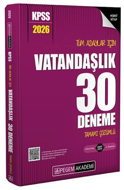 2026 KPSS Tüm Adaylar İçin Vatandaşlık 30 Deneme Tamamı Çözümlü Pegem Yayınları SegaCopy Fotokopi Merkezi