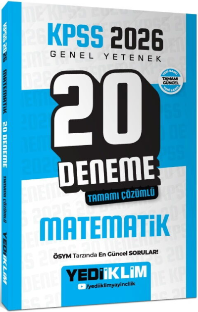 2026 KPSS Genel Yetenek Matematik Tamamı Çözümlü 20 Deneme Yediiklim Yayınları