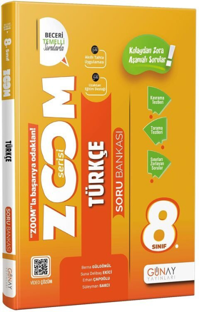 8.Sınıf LGS Yeni Zoom Türkçe Soru Bankası Günay Yayınları