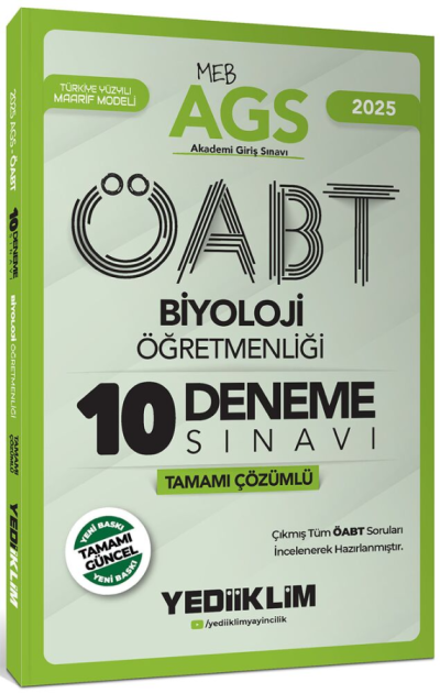 2025 MEB AGS ÖABT Biyoloji Öğretmenliği Tamamı Çözümlü 10 Deneme Sınavı Yediiklim Yayınları SegaCopy Fotokopi Merkezi