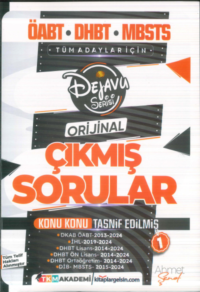 2025 ÖABT DHBT MBSTS Din Kültürü ve Ahlak Bilgisi Dejavu Orijinal Çıkmış Sorular Seti 1. Kitap TKM Akademi SegaCopy Fotokopi Merkezi