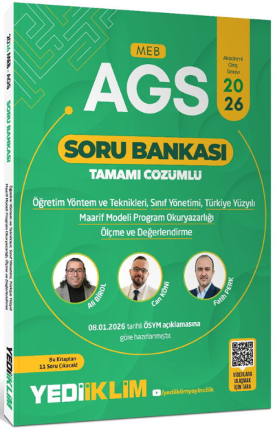 2026 MEB-AGS Eğitim Bilimleri ÖYT Sınıf Maarif Modeli Program Okuryazarlığı Ölçme Soru Bankası Çözümlü Yediiklim Yayınları SegaCopy Fotokopi Merkezi