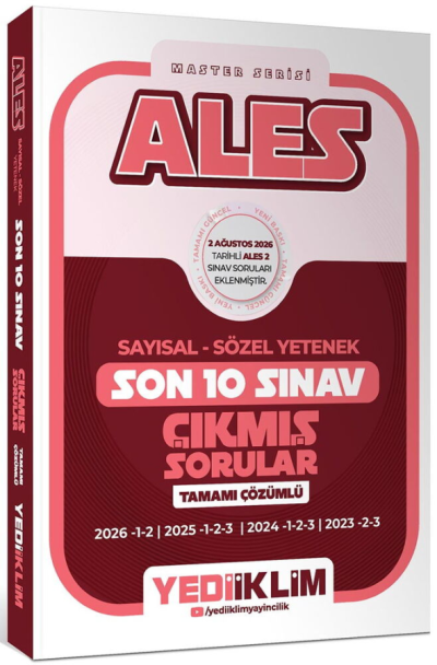 ALES Sayısal Sözel Yetenek Tamamı Çözümlü Son 10 Sınav Çıkmış Sorular Yediiklim Yayınları SegaCopy Fotokopi Merkezi