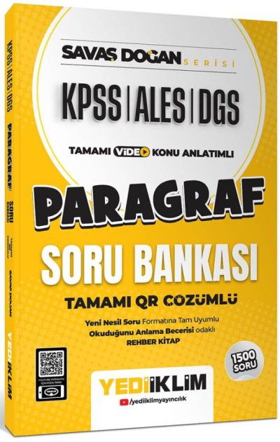 KPSS ALES DGS Savaş Doğan Serisi Paragraf Tamamı Video Konu Anlatımlı ve Tamamı QR Çözümlü Soru Bankası Yediiklim Yayınları SegaCopy Fotokopi Merkezi