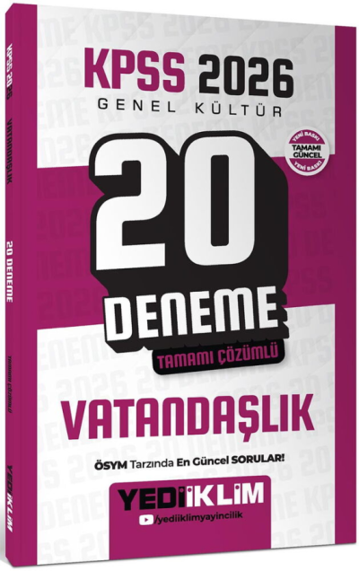 2026 KPSS Genel Kültür Vatandaşlık Tamamı Çözümlü 20 Deneme Yediiklim Yayınları SegaCopy Fotokopi Merkezi