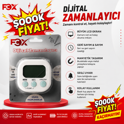 Öğrenci Kronometresi Dijital Zamanlayıcı Mıknatıslı FCZ-100 (Beyaz) SegaCopy Fotokopi Merkezi