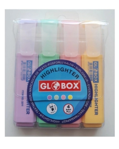 Globox Fosforlu Kalem Pastel Renk 4.lü SegaCopy Fotokopi Merkezi