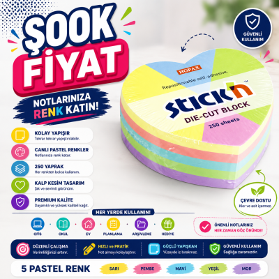 Neon 250 Yaprak Yapışkanlı 51x51 Küp Not Kağıdı SegaCopy Fotokopi Merkezi