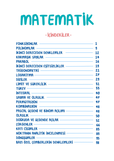 AYT Matematik Vip Notlar Vin Kampüs SegaCopy Fotokopi Merkezi