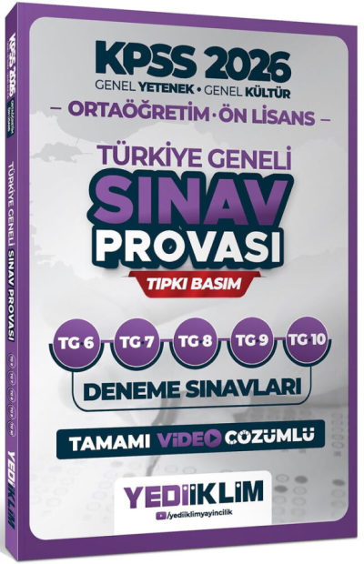 2026 KPSS Lise Ortaöğretim Ön Lisans Türkiye Geneli Sınav Provası 5 Deneme Çözümlü (6-7-8-9-10) Yediiklim Yayınları SegaCopy Fotokopi Merkezi