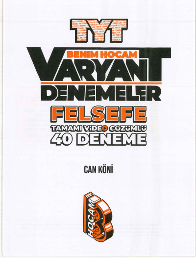 TYT FELSEFE VARYANT 40 DENEME SegaCopy Fotokopi Merkezi