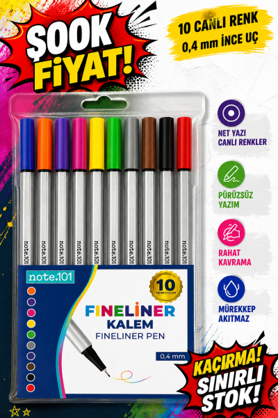 Note.101 Fineliner 10'lu Set SegaCopy Fotokopi Merkezi