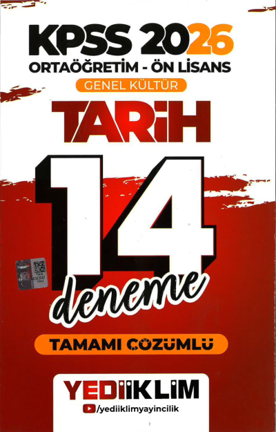 2026 KPSS Ortaöğretim Ön Lisans Genel Kültür Tarih Tamamı Çözümlü 14 Deneme Yediiklim Yayınları SegaCopy Fotokopi Merkezi