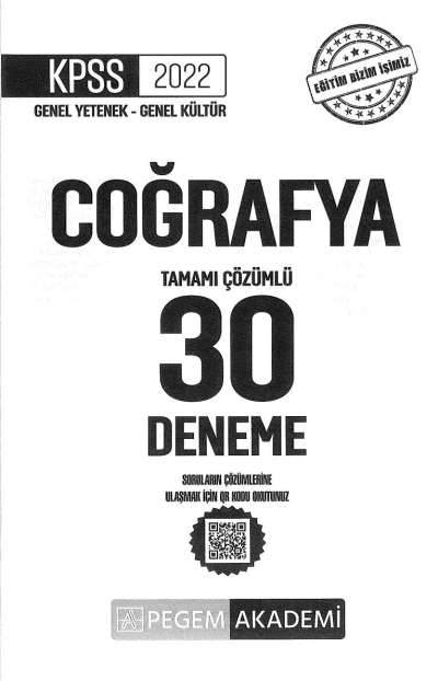 30LU COĞRAFYA ÇÖZÜMLÜ DENEME SegaCopy Fotokopi Merkezi