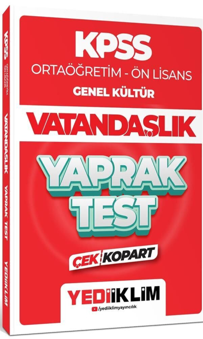 KPSS Lise Ortaöğretim Ön Lisans Vatandaşlık Yaprak Test Çek Kopart Yediiklim Yayınları SegaCopy Fotokopi Merkezi