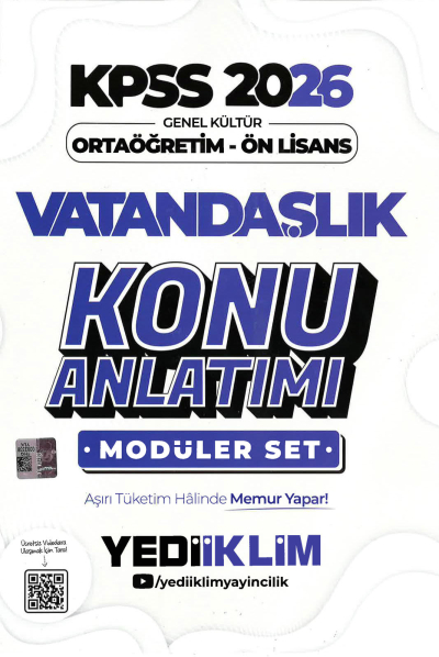 2026 KPSS Lise Ortaöğretim Ön Lisans Konu Anlatımlı Modüler VATANDAŞLIK Yediiklim Yayınları SegaCopy Fotokopi Merkezi