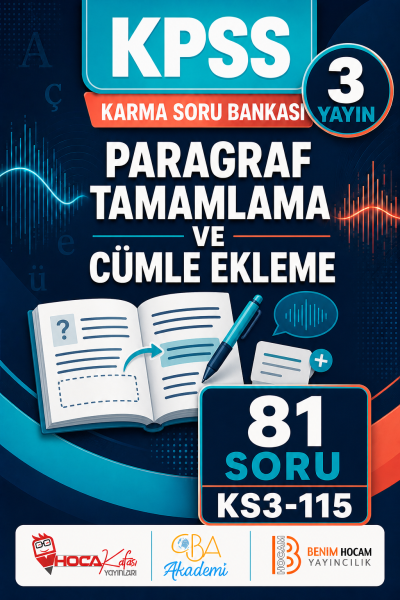 Paragraf Tamamlama ve Cümle Ekleme 3 Yayın 81 Soru (Benim Hocam - CBA - Hoca Kafası Yayınları) SegaCopy Fotokopi Merkezi