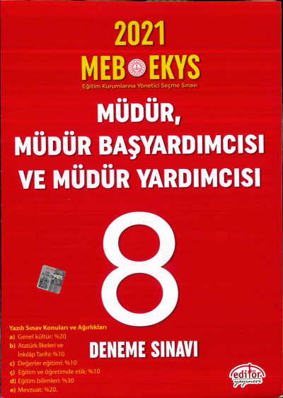 2021 MÜDÜR, MÜDÜR BAŞYARDIMCISI VE MÜDÜR YARDIMCISI SORU BANKASI 8 DENEME SINAVI SegaCopy Fotokopi Merkezi