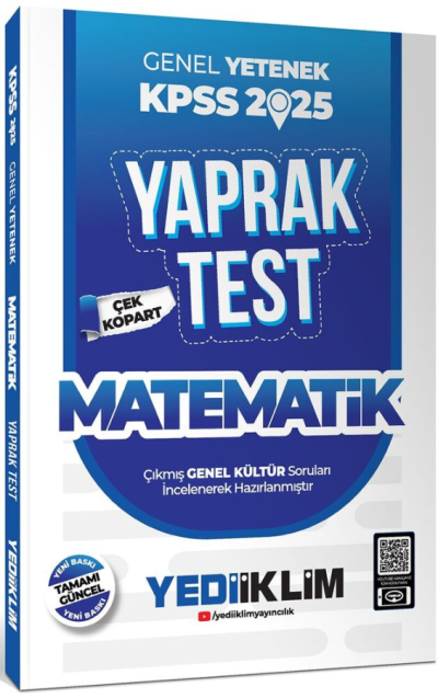 2025 KPSS Matematik Genel Yetenek Çek Kopart Yaprak Test Yediiklim Yayınları SegaCopy Fotokopi Merkezi