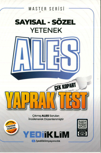 2025 Master Serisi ALES Sayısal-Sözel Yetenek Çek Kopart Yaprak Test Yediiklim Yayınları