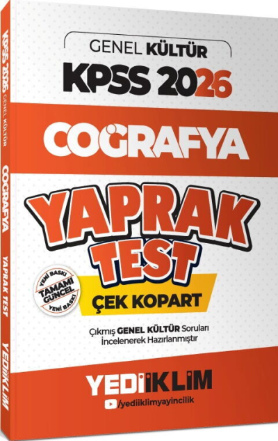 2026 KPSS Genel Kültür Coğrafya Çek Kopart Yaprak Test Yediiklim Yayınları SegaCopy Fotokopi Merkezi