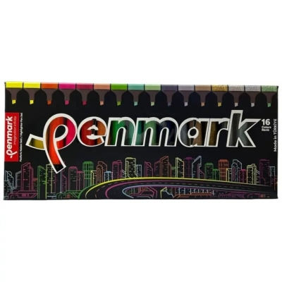 Penmark Fosforlu Kalem 16 Renk Set Süper Kutu SegaCopy Fotokopi Merkezi