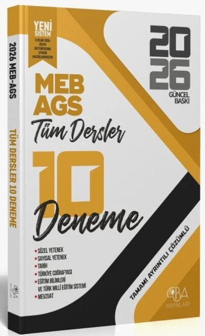 2026 MEB- AGS Tüm Dersler 10 Deneme Çözümlü CBA Yayınları SegaCopy Fotokopi Merkezi