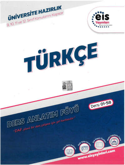TYT AYT Türkçe Ders Anlatım Föyü Eis Yayınları (Ders: 01-58) 9-10-11-12. Sınıf Konularını Kapsar