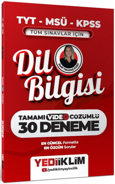 2027 TYT MSÜ KPSS Dil Bilgisi Tamamı Video Çözümlü Tüm Sınavlar için 30 Deneme Yediiklim Yayınları SegaCopy Fotokopi Merkezi