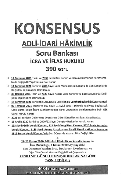 KONSENSUS ADLİ İDARİ HAKİMLİK SORU BANKASI İCRA VE İFLAS HUKUKU SegaCopy Fotokopi Merkezi