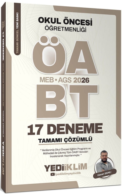 ÖABT MEB-AGS Okul Öncesi Öğretmenliği 17 Deneme Çözümlü - Hasan Sanlı Yediiklim Yayınları SegaCopy Fotokopi Merkezi