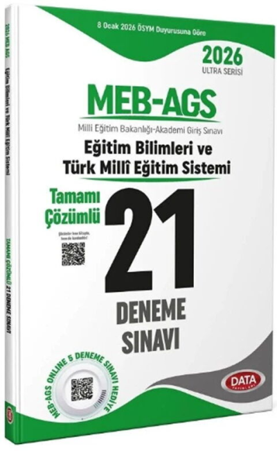 2026 MEB-AGS Eğitim Bilimleri ve Türk Milli Eğitim Sistemi 21 Deneme Çözümlü Ultra Serisi Data Yayınları SegaCopy Fotokopi Merkezi