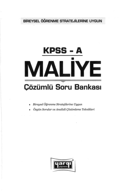 MALİYE ÇÖZÜMLÜ SORU BANKASI SegaCopy Fotokopi Merkezi