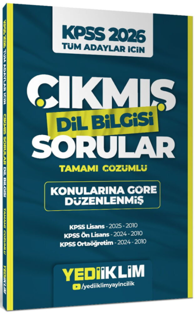 2026 KPSS Tüm Adaylar İçin Dil Bilgisi Konularına Göre Düzenlenmiş Tamamı Çözümlü Çıkmış Sorular (2010-2025) Yediiklim Yayınları SegaCopy Fotokopi Merkezi